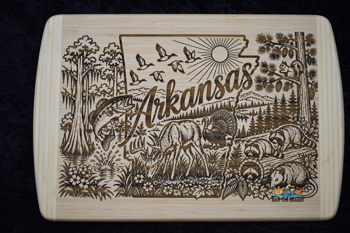 Arkansas Scene engraved board