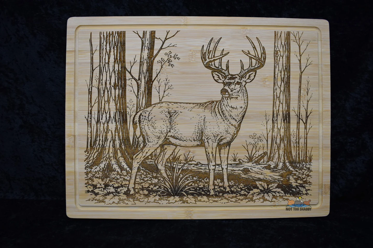Whitetail in the Timber engraved board