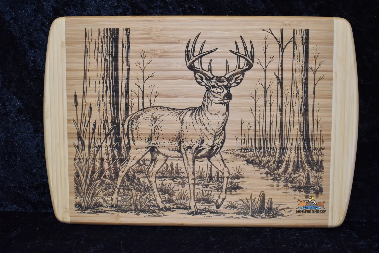 Whitetail in the Water engraved board